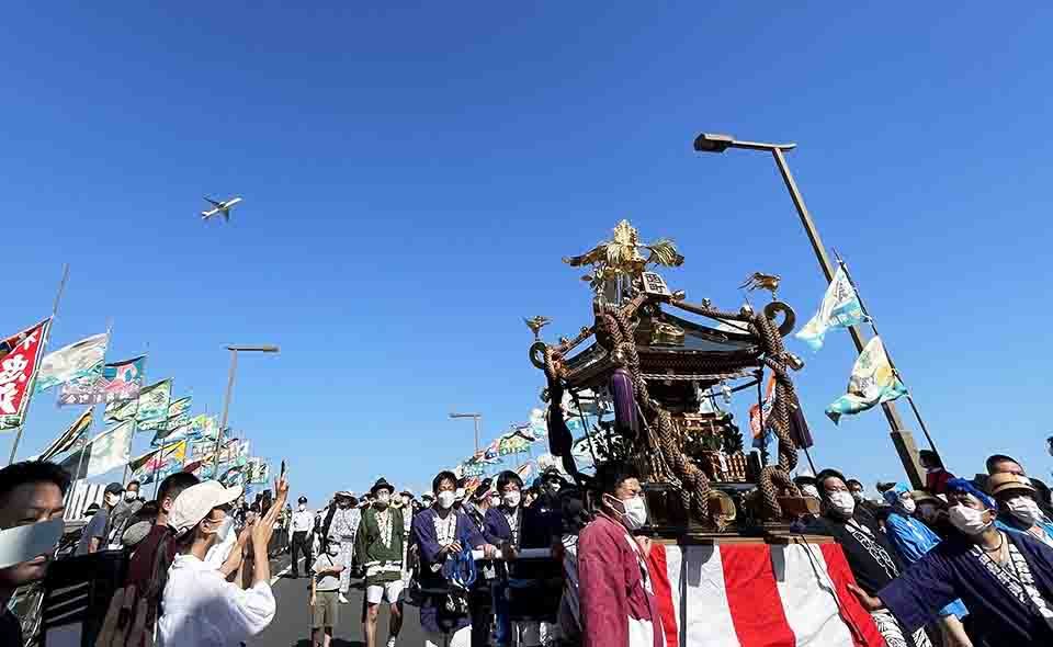 【羽田】2022年7月31日・羽田神社祭礼で台車による神輿巡行開催